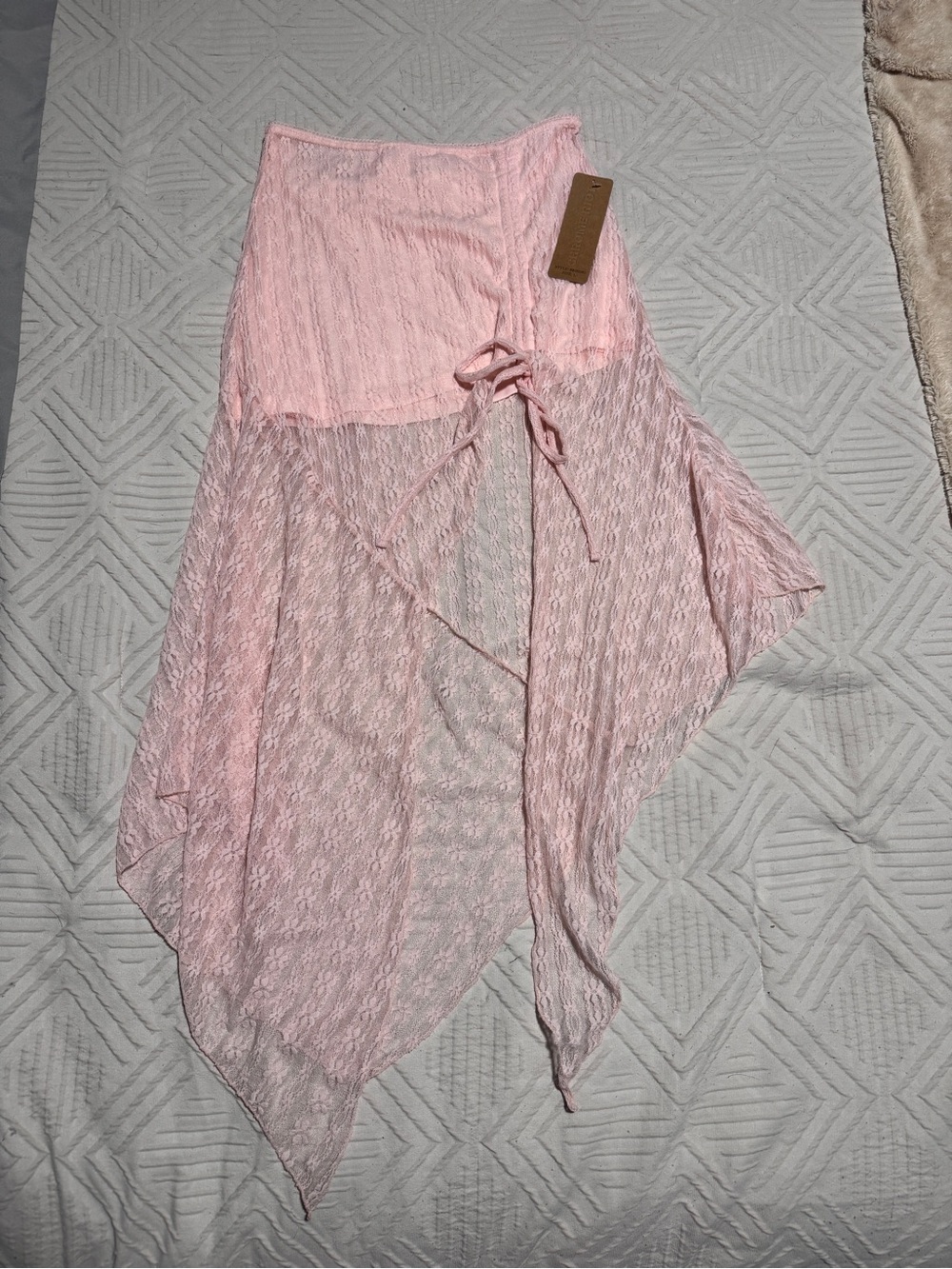 NWT Chrome Riot Asymmetrical Pink Lace Skirt Size L